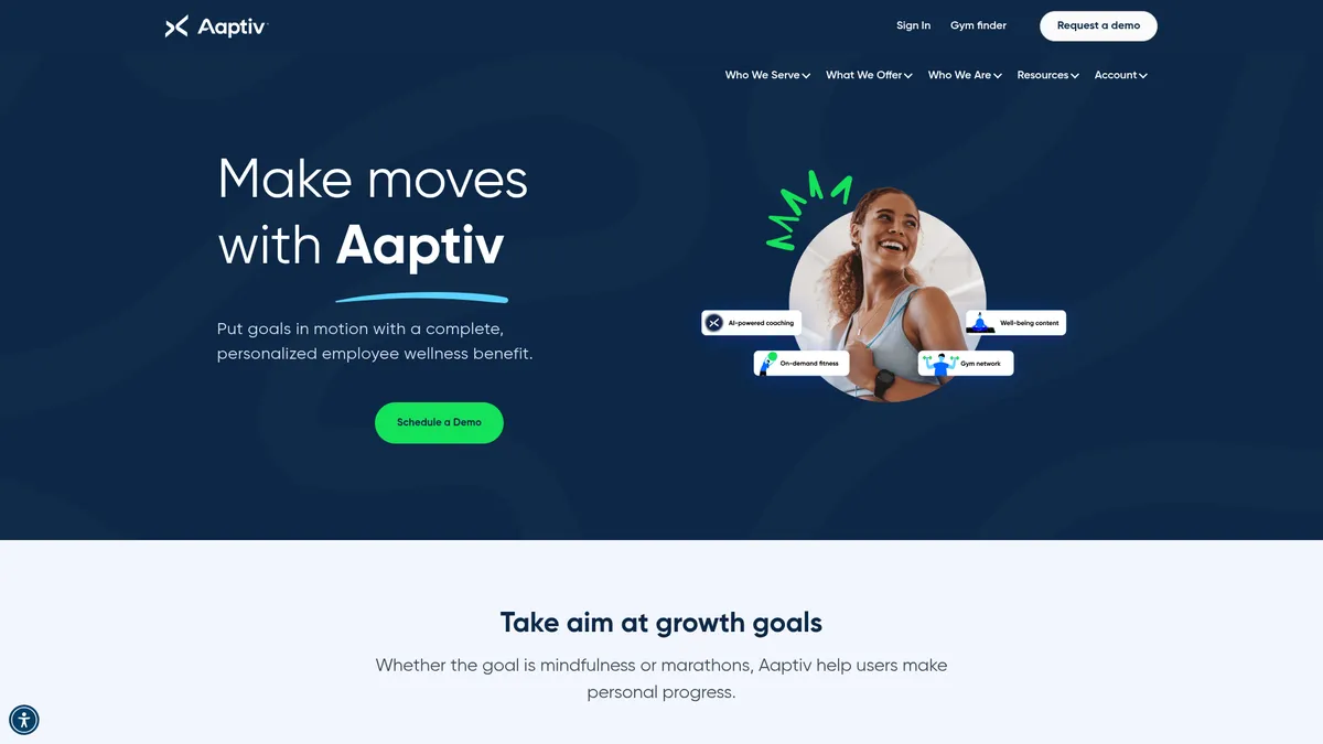 Aaptiv interface screenshot — AI-powered fitness platform with gym access