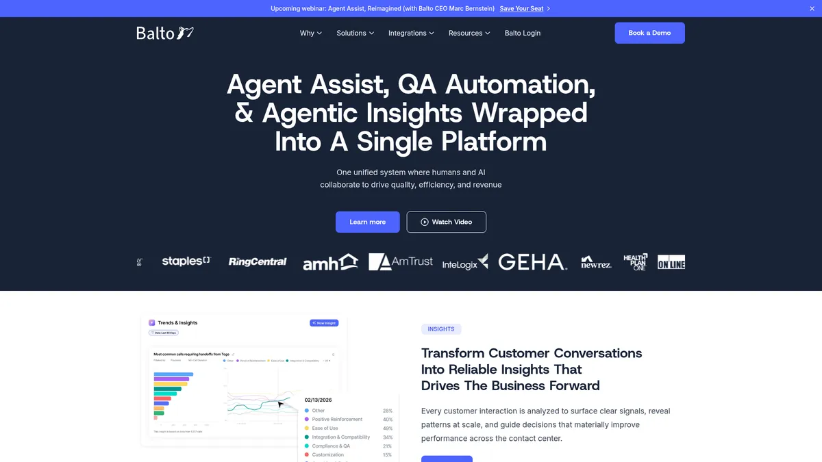 Balto interface screenshot — AI-Powered Contact Center Platform for Real-Time Agent Guidance