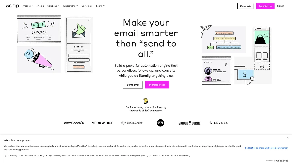 Drip interface screenshot — Email marketing automation built for ecommerce brands