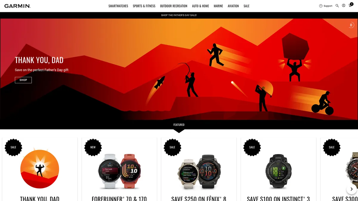 Garmin interface screenshot — GPS-powered wearables for athletes and adventurers