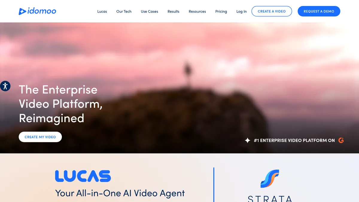 Idomoo interface screenshot — Enterprise AI Video Creation Powered by Lucas Agent