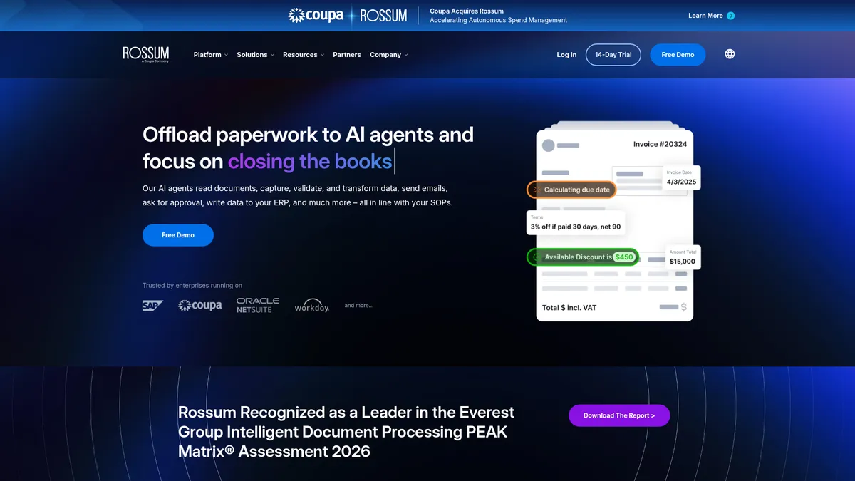 Rossum interface screenshot — AI-Powered Document Data Extraction Platform