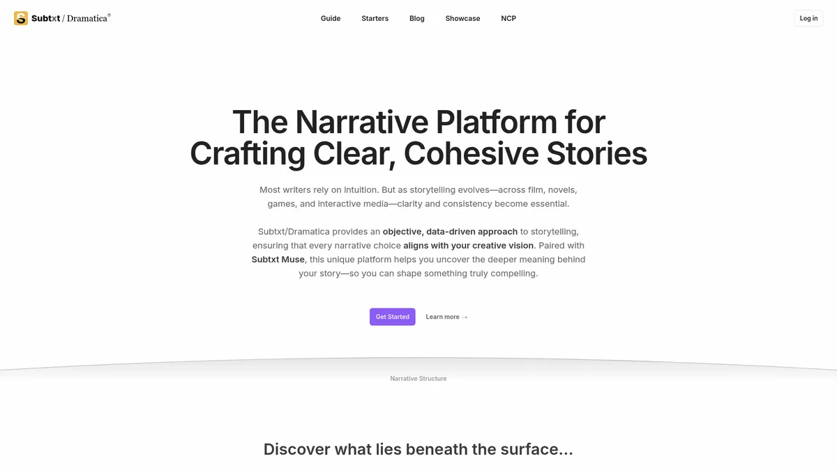 Subtxt interface screenshot — AI-powered narrative design for story architects