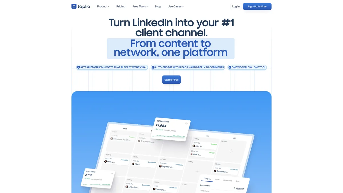 Taplio interface screenshot — Your AI Co-Pilot for LinkedIn Growth