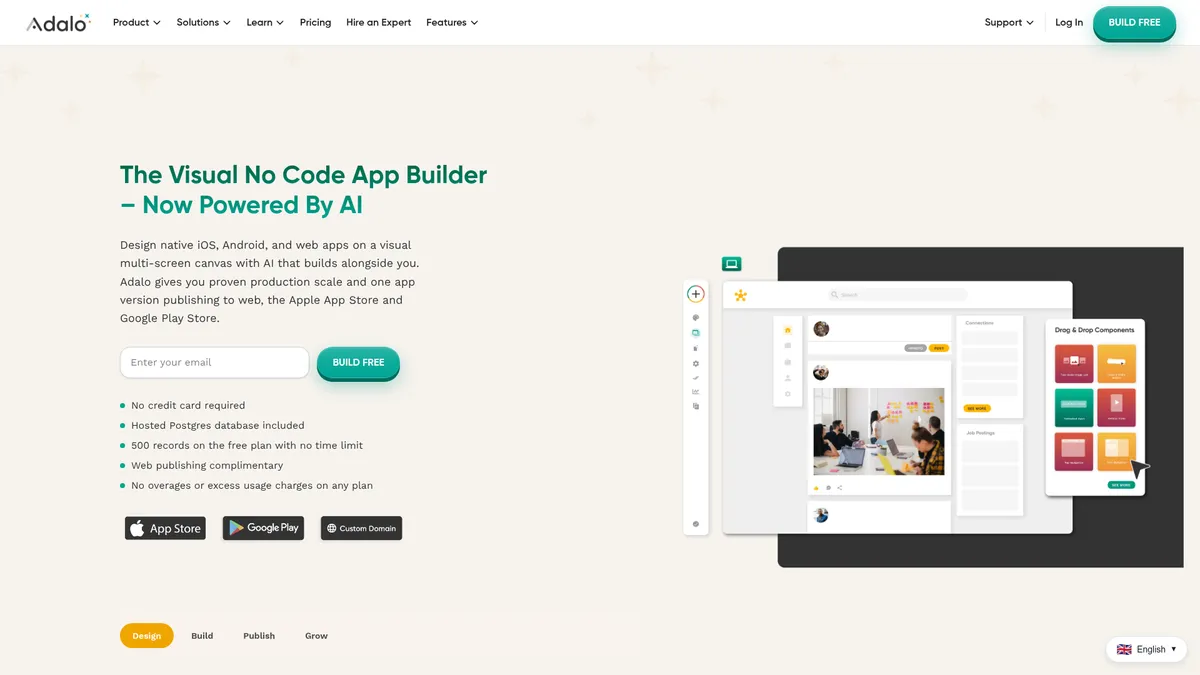 Adalo interface screenshot — Build custom apps without writing code