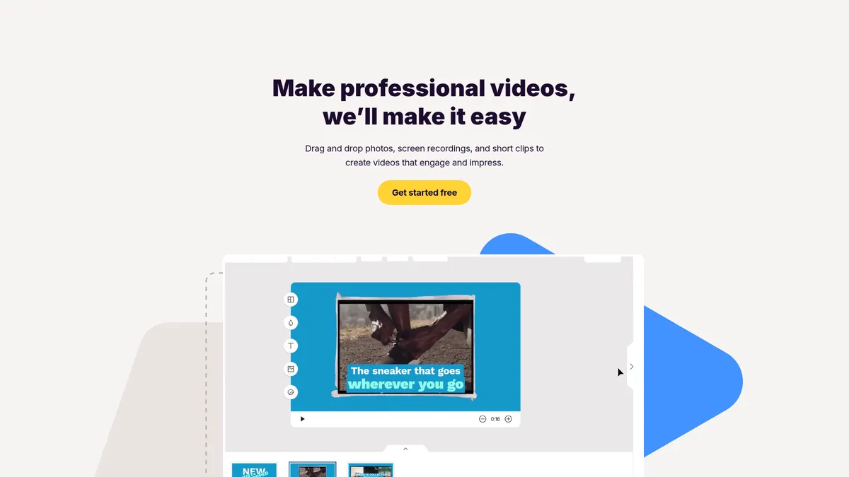 Animoto interface screenshot — Create professional videos in minutes, no experience needed