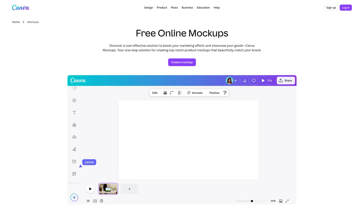 Canva Mockups interface screenshot — AI-powered mockup generator for realistic product visuals