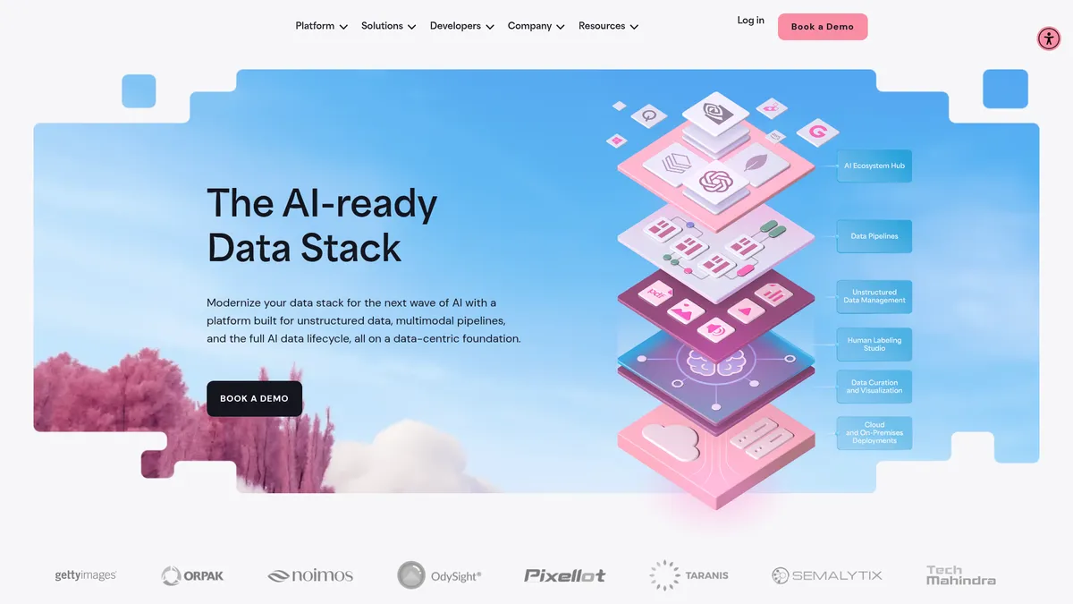 Dataloop interface screenshot — End-to-end AI development for unstructured data