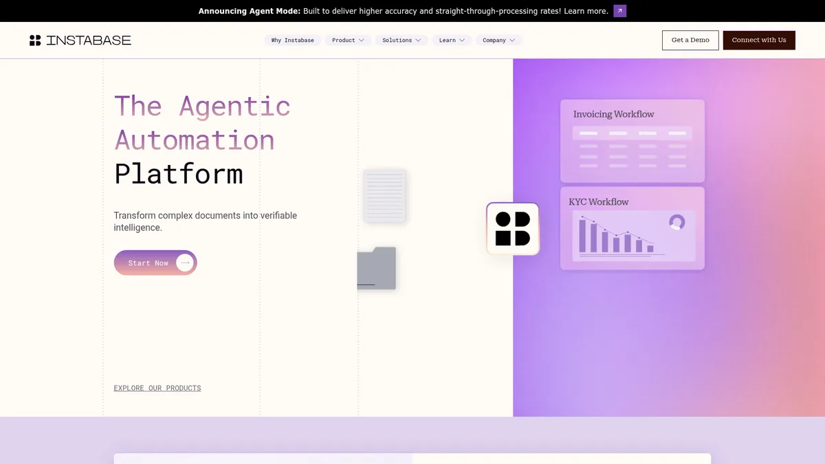 Instabase interface screenshot — AI-Powered Document Automation for Enterprises