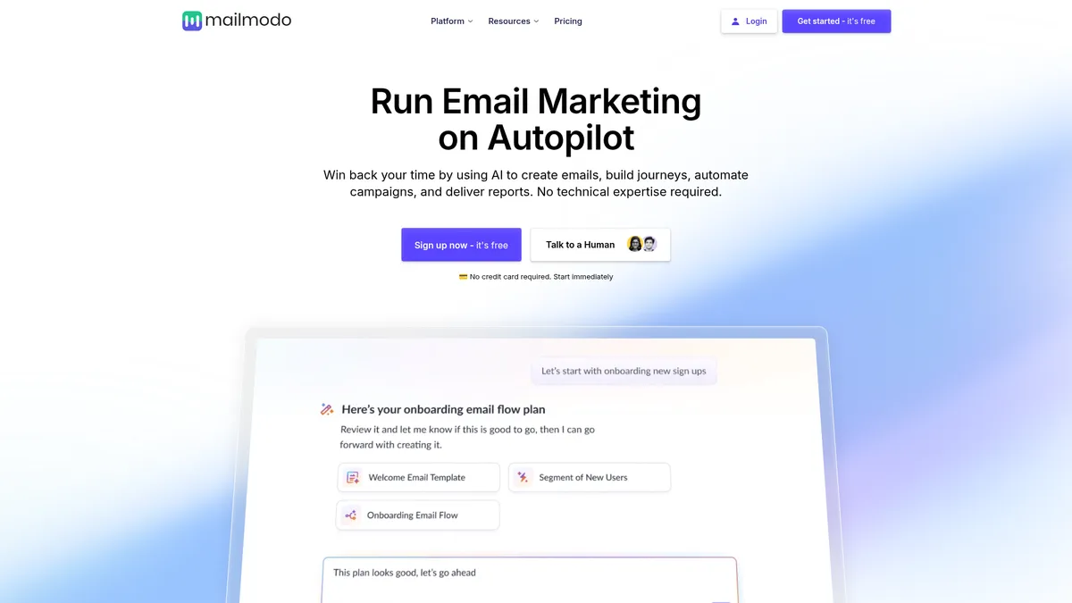 Mailmodo interface screenshot — AI-powered interactive email marketing platform