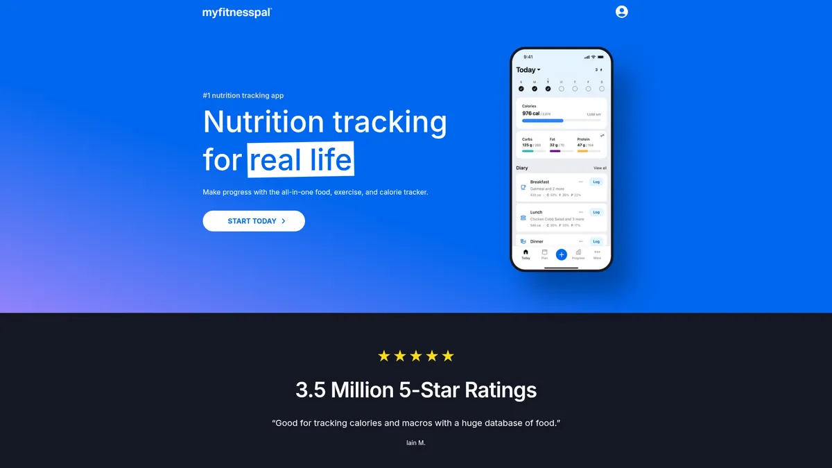 MyFitnessPal interface screenshot — Your all-in-one nutrition and fitness tracker