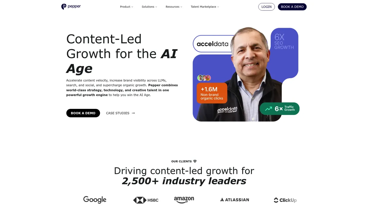 Pepper interface screenshot — Content-led growth platform for the AI era