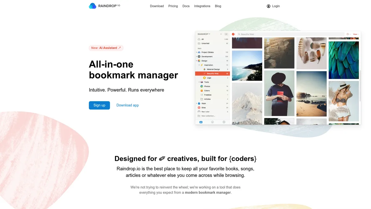 Raindrop.io interface screenshot — The all-in-one bookmark manager for modern teams