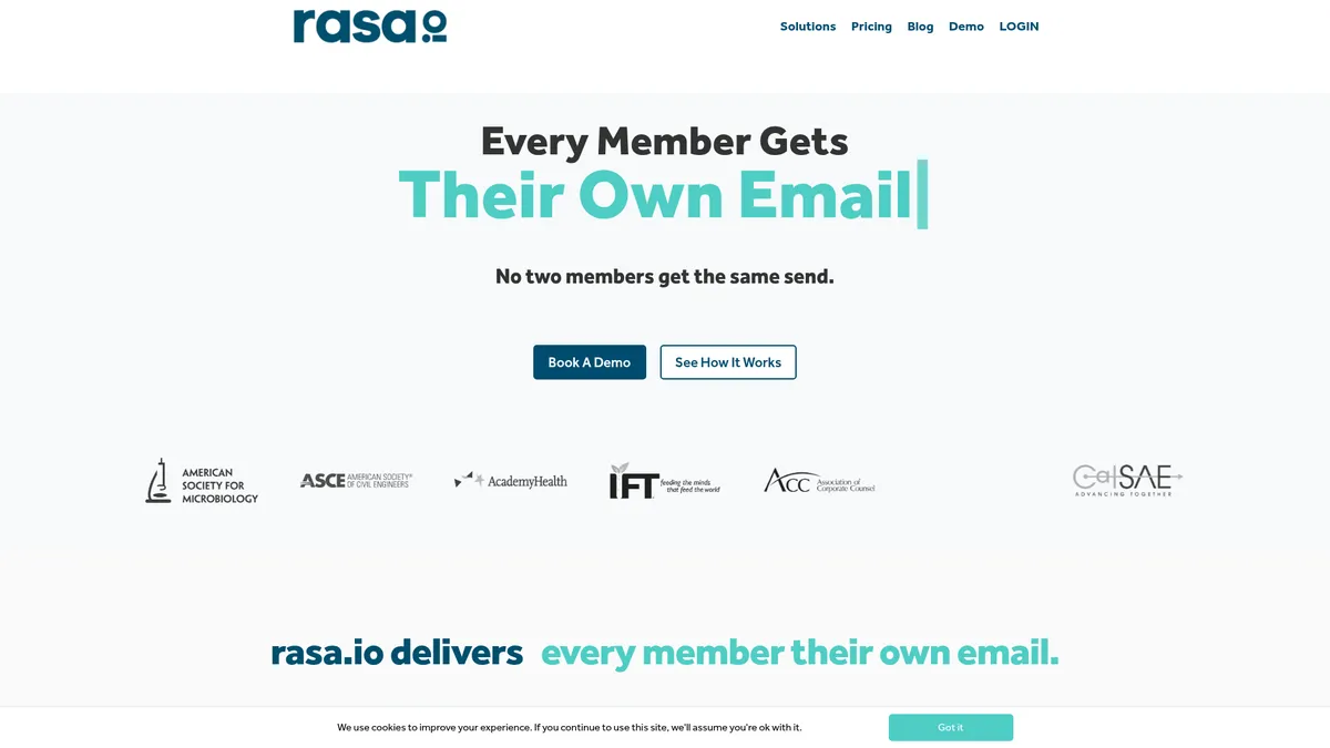 rasa.io interface screenshot — Every member gets their own email