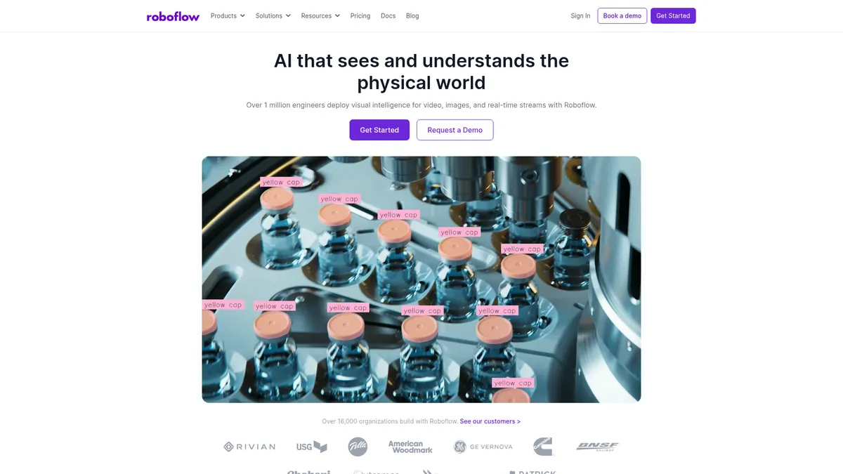 Roboflow interface screenshot — End-to-end computer vision platform for developers