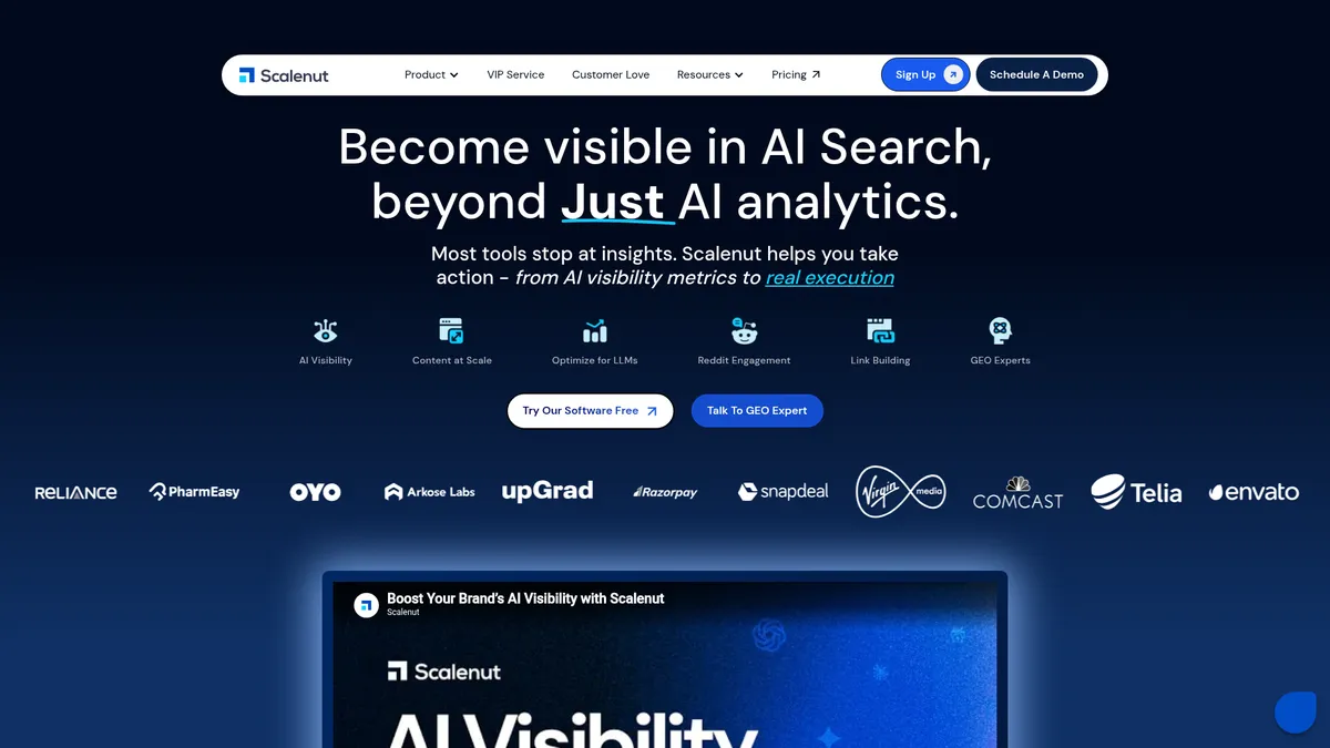 Scalenut interface screenshot — Hybrid AI content & GEO platform for search dominance