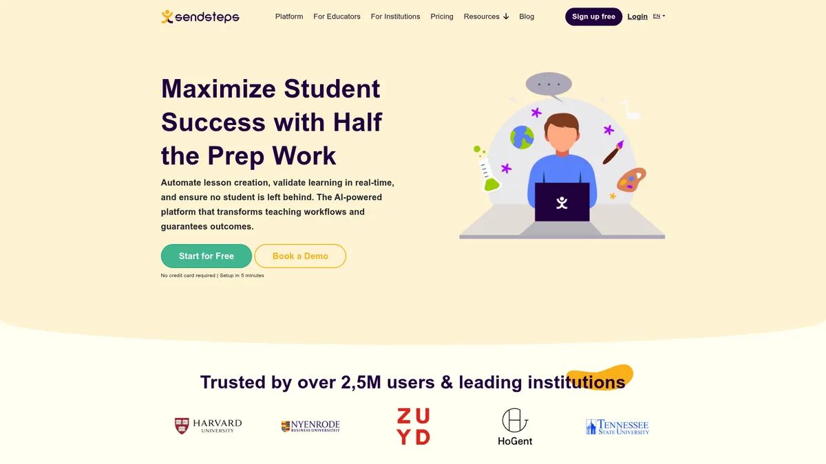 Sendsteps interface screenshot — From Document to Interactive Presentation in Minutes