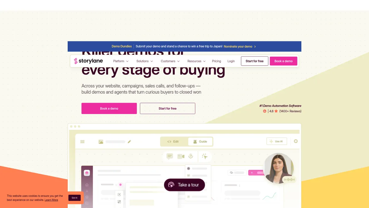 Storylane interface screenshot — Interactive demos that close deals