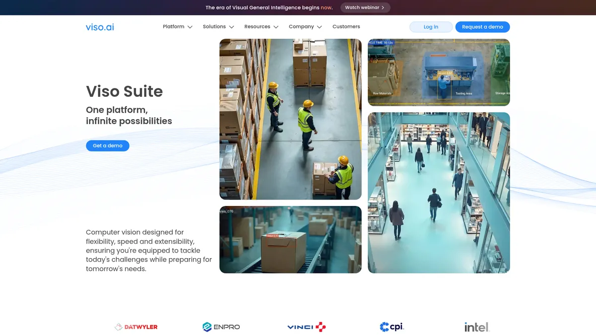 Viso Suite interface screenshot — End-to-end computer vision infrastructure for enterprises