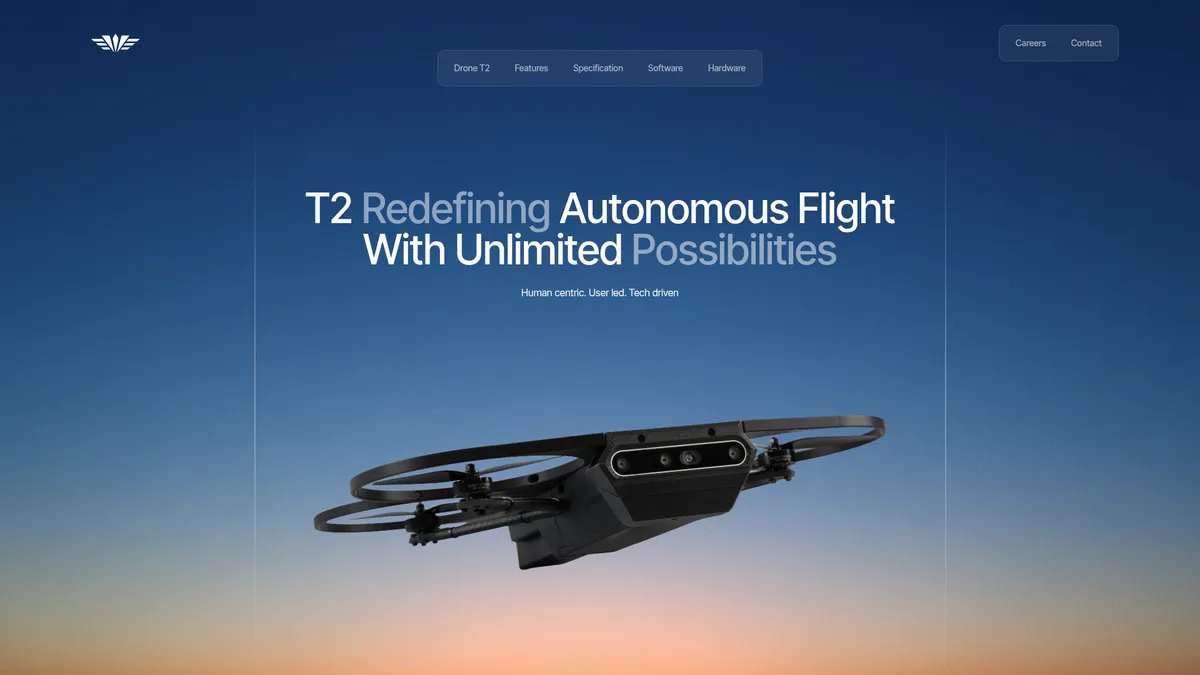 Wingman interface screenshot — Autonomous drone with tap-to-fly AI for tactical missions