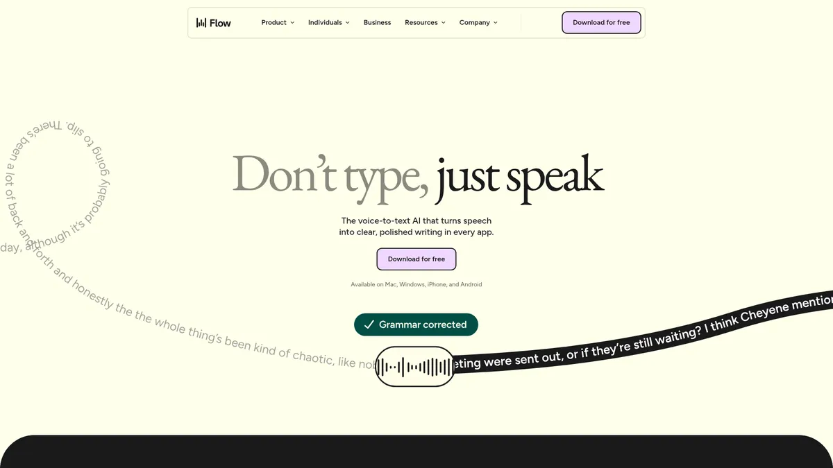 Wispr Flow interface screenshot — Your universal voice layer for every application