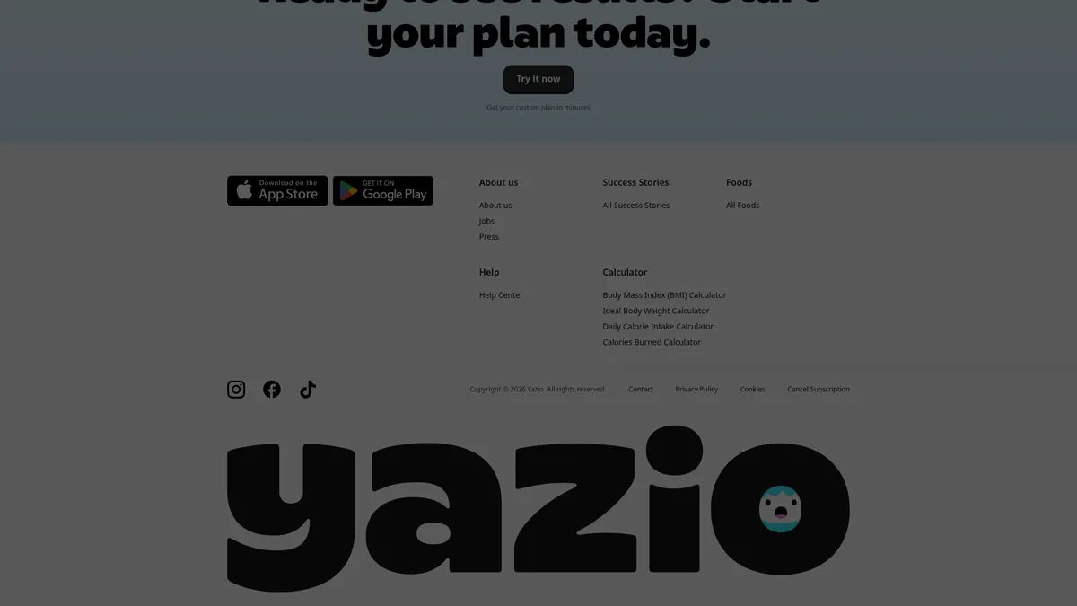 Yazio interface screenshot — Smart nutrition tracking with AI